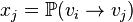 x_j = \mathbb{P}(v_i \to v_j)