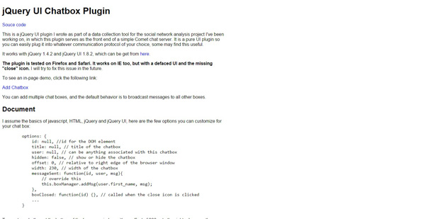 jQuery UI Chatbox Plugin