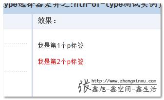 CSS3 :nth-child和:nth-of-type选择器差异第一个实例截图