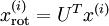 \textstyle x_{\rm rot}^{(i)} = U^Tx^{(i)}