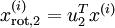 \textstyle x_{{\rm rot},2}^{(i)} = u_2^Tx^{(i)}