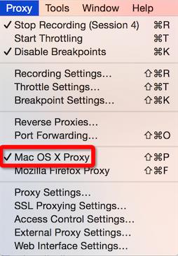 图5. 将Charles设置Mac系统HTTP代理的菜单项