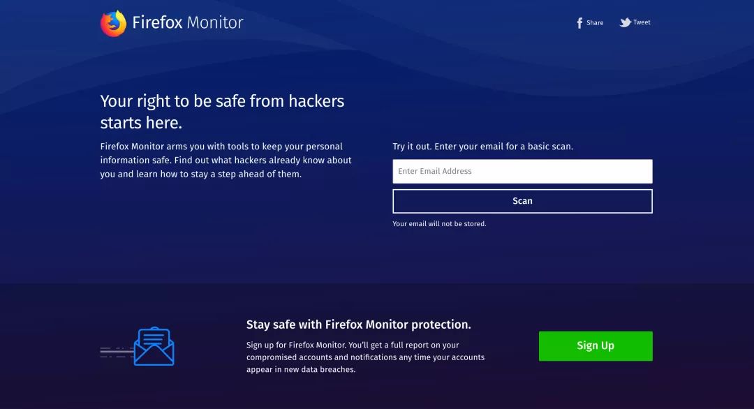 火狐推出 Firefox Monitor ，及时早知道帐号是否外泄