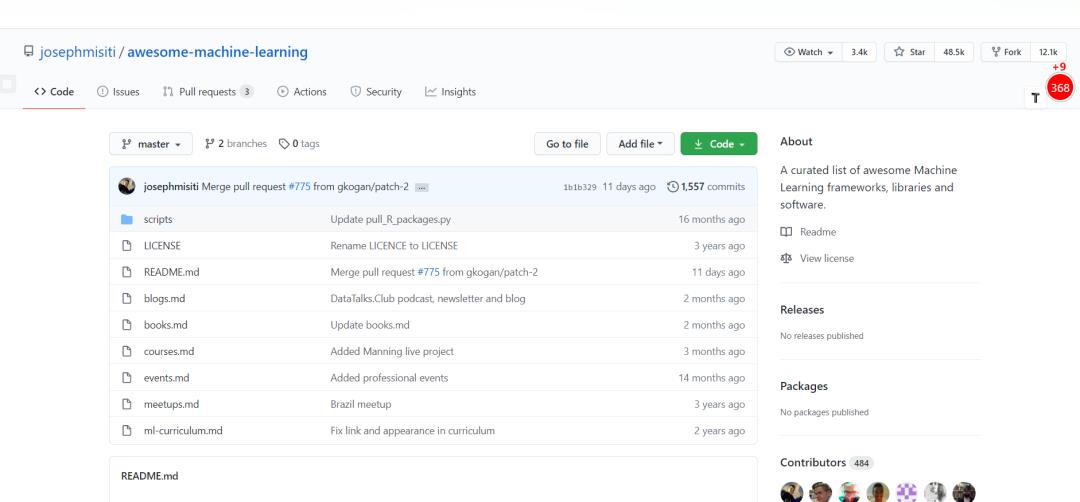 标星48.5K，GitHub上最火的机器学习资源汇总网站之一
