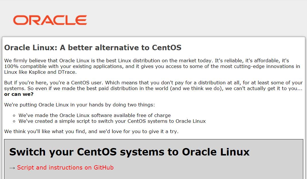 Oracle建议CentOS用户投奔Oracle Linux，CentOS“备胎”你选哪个？