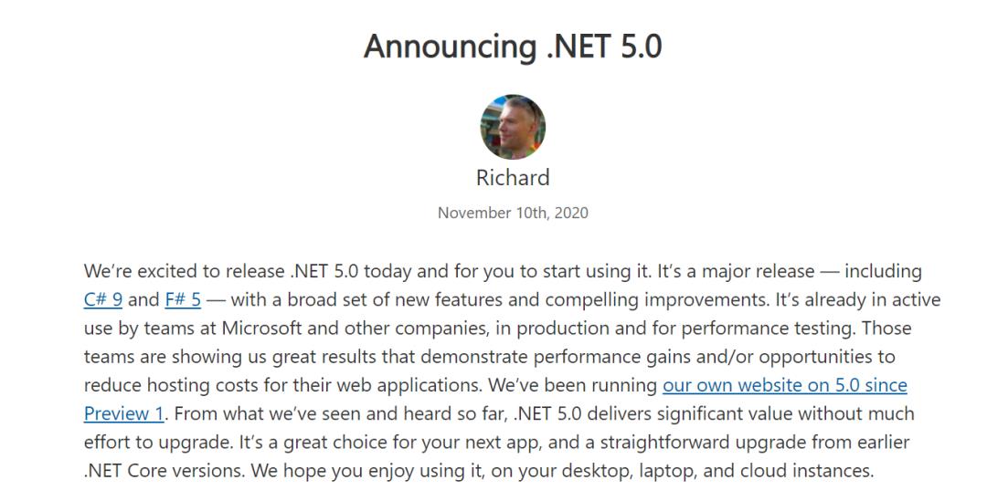 .NET5.0发布：引入C#9和F#5、支持Windows ARM64