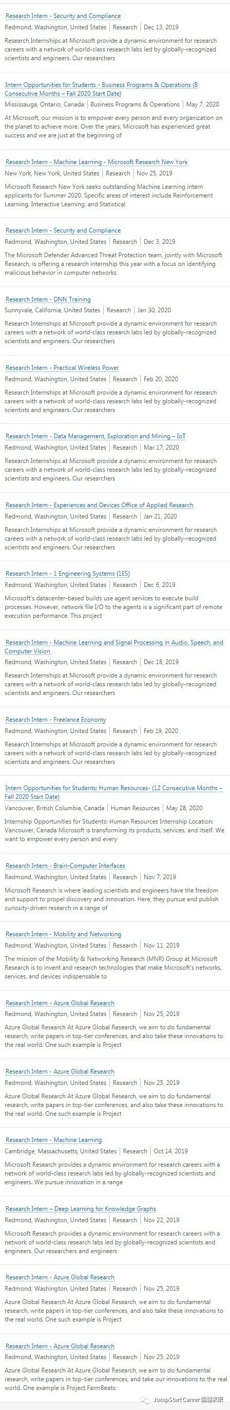内推机会|微软Microsoft(北美)招募技术/研发/数据等众多实习岗位