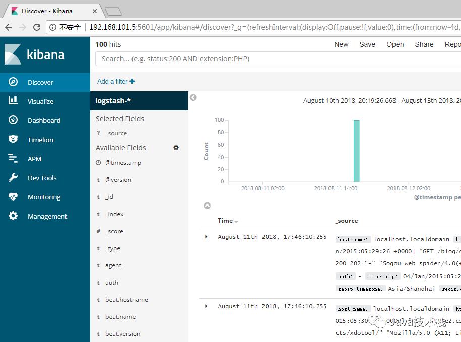 你还在用命令看日志？快用 Kibana 吧，一张图片胜过千万行日志！