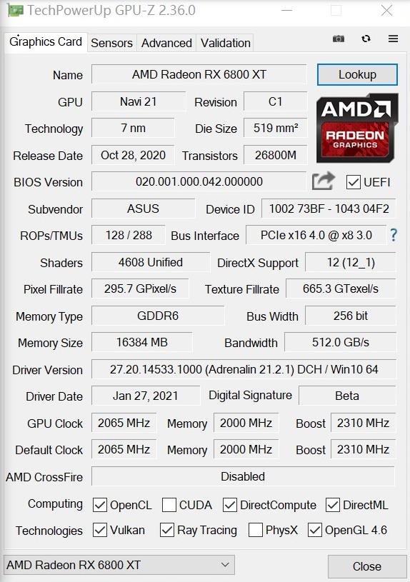 非公A卡悍将！华硕TUF RX 6800 XT GAMING评测：稳超2590MHz