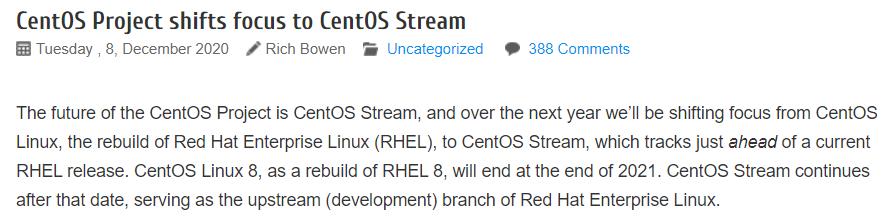 用户怒了！红帽公司宣布CentOS 8将停止维护，“免费” RHEL 寿终正寝