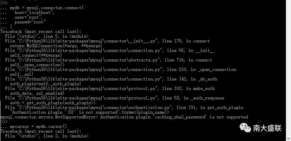 python3.6下访问Mysql数据出现caching_sha2_password的解决方案