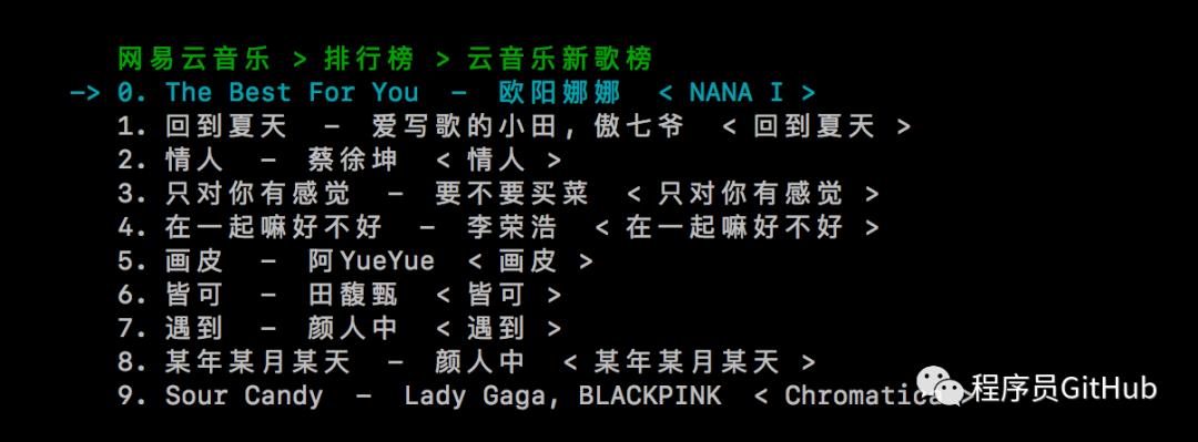 Github获8300星！用Python开发的一个命令行的网易云音乐