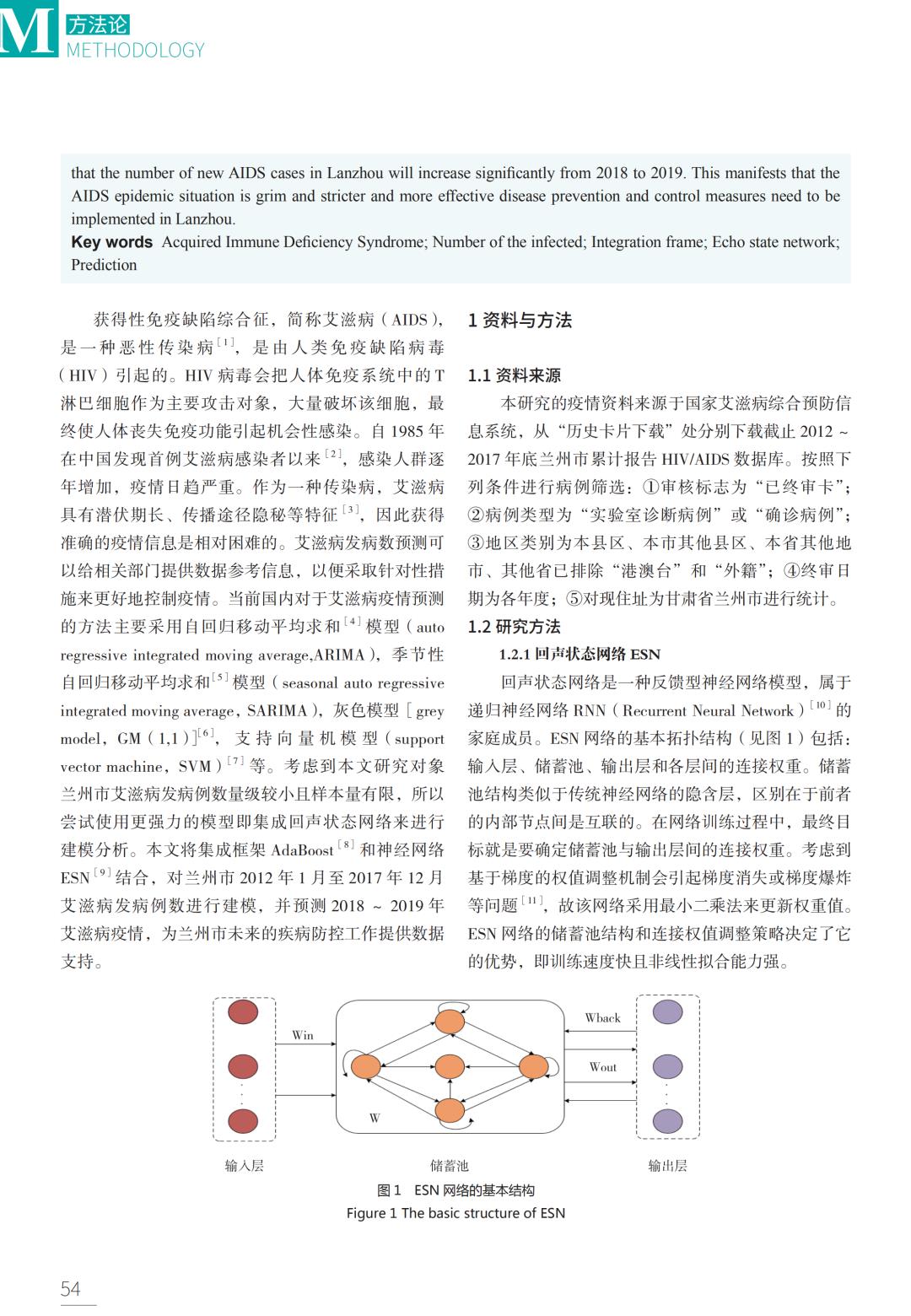 基于集成回声状态网络模型在兰州市艾滋病发病例数预测中的应用