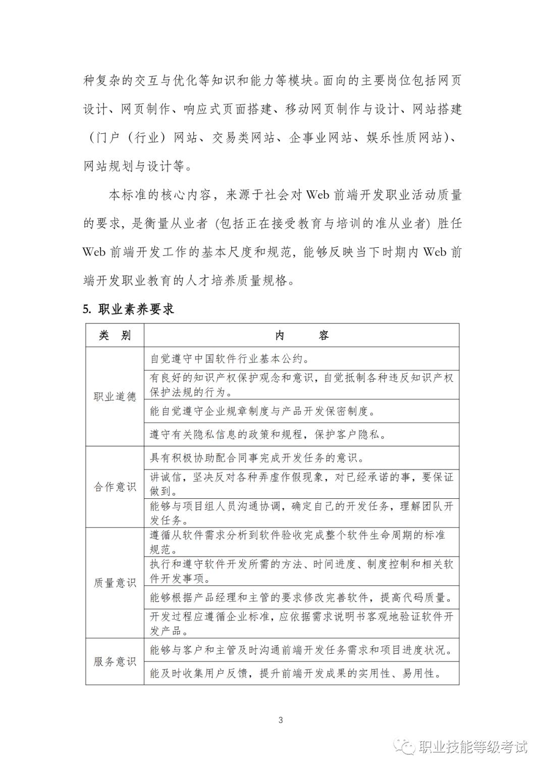 1+XWeb前端开发职业技能等级证书标准