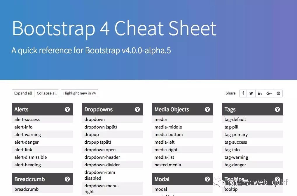 超级实用的最新前端速查表集合（css3 Flexbox/CSS动画/Bootstrap4）