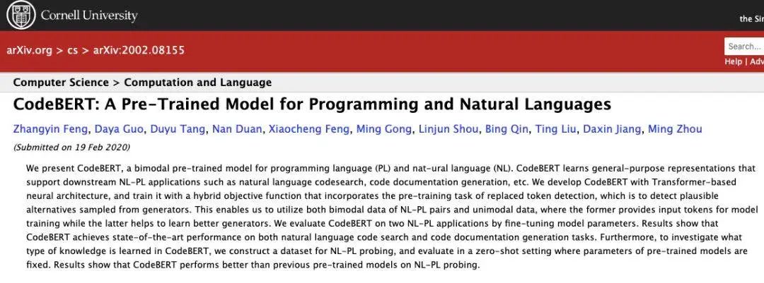 新预训练模型CodeBERT出世，编程语言和自然语言都不在话下，哈工大、中山大学、MSRA出品