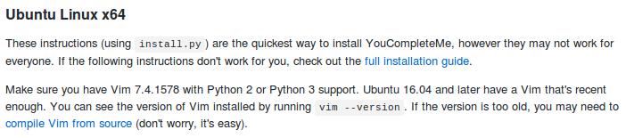 vim自动补全插件YouCompleteMe安装