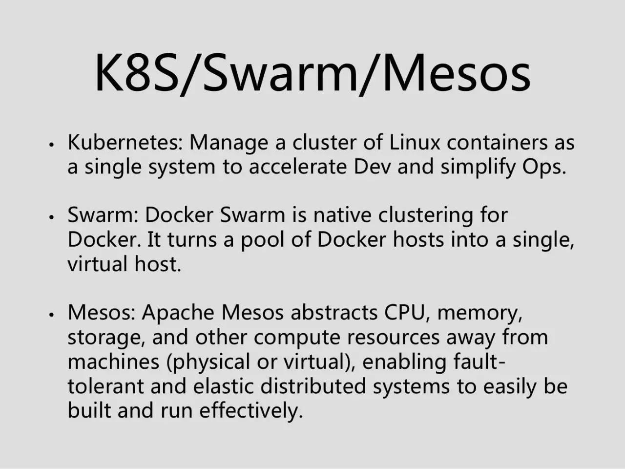 马达 | Kubernetes/Swarm on Mesos