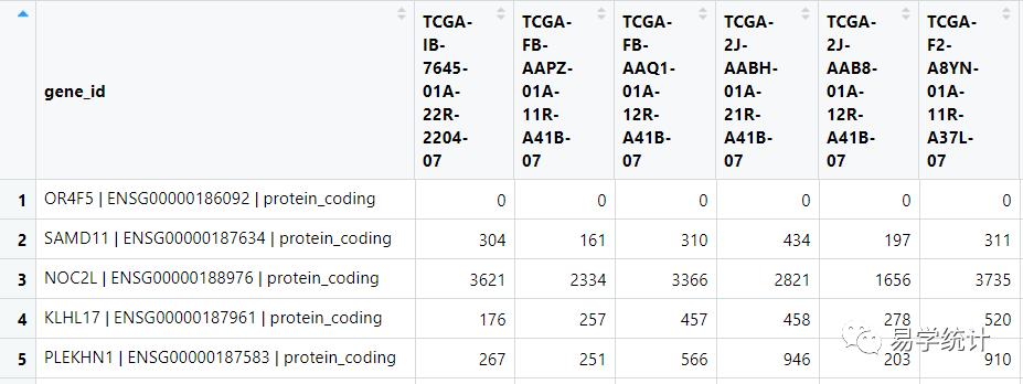 R语言整理TCAG编码RNA数据