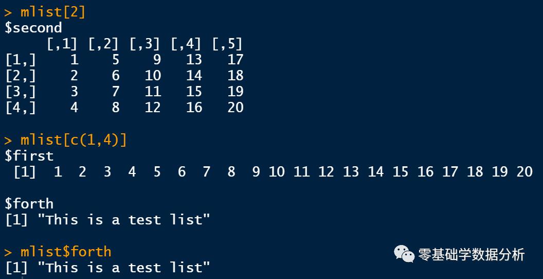 R语言实战——矩阵与列表的操作示例