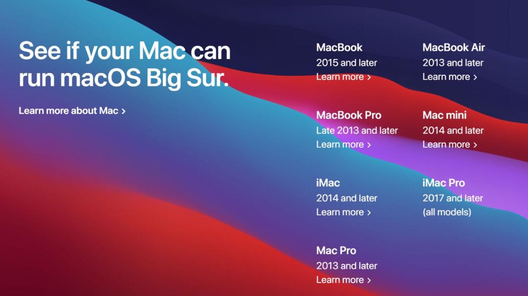 iOS14、iPadOS 14、macOS Big Sur、watchOS 7适配机型公布
