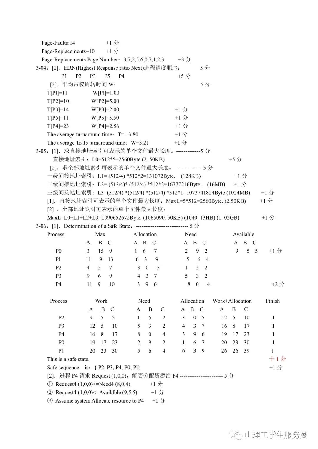 《操作系统》(A卷模拟试卷)山东理工大学2013-2014学年第1学期