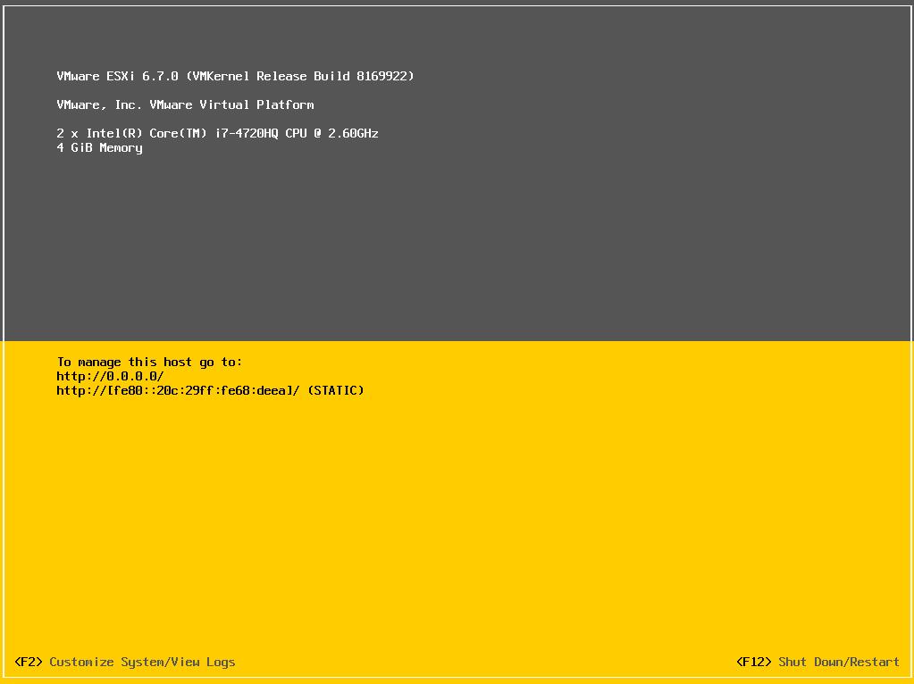 虚拟化操作系统ESXi 6.7安装配置