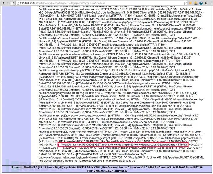 通过APACHE ACCESS LOG来利用LFI漏洞