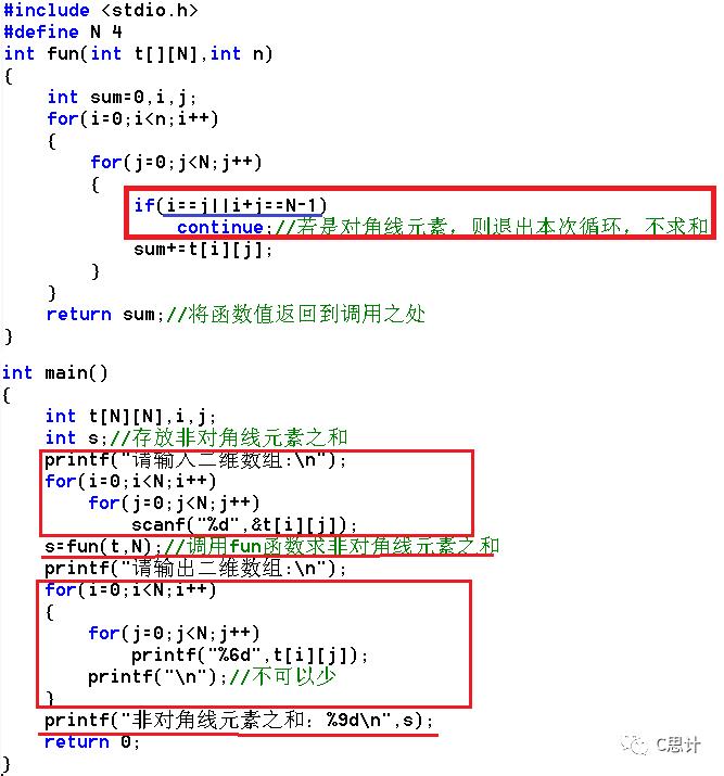 常用算法——矩阵对角线元素的表示