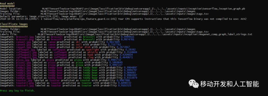 ML.NET 示例：深度学习之集成TensorFlow