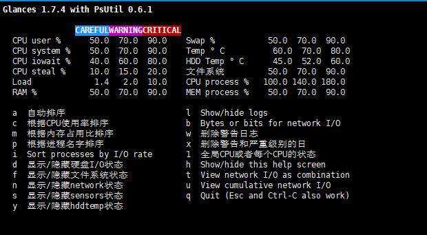 Linux 系统实时监控的瑞士军刀—Glances