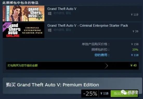 Steam《GTA5》标准版现已无法购买 豪华版降至118元