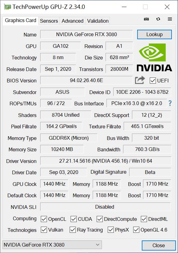 这款显卡特别冷，尝鲜TUF-RTX3080-10G-GAMING显卡