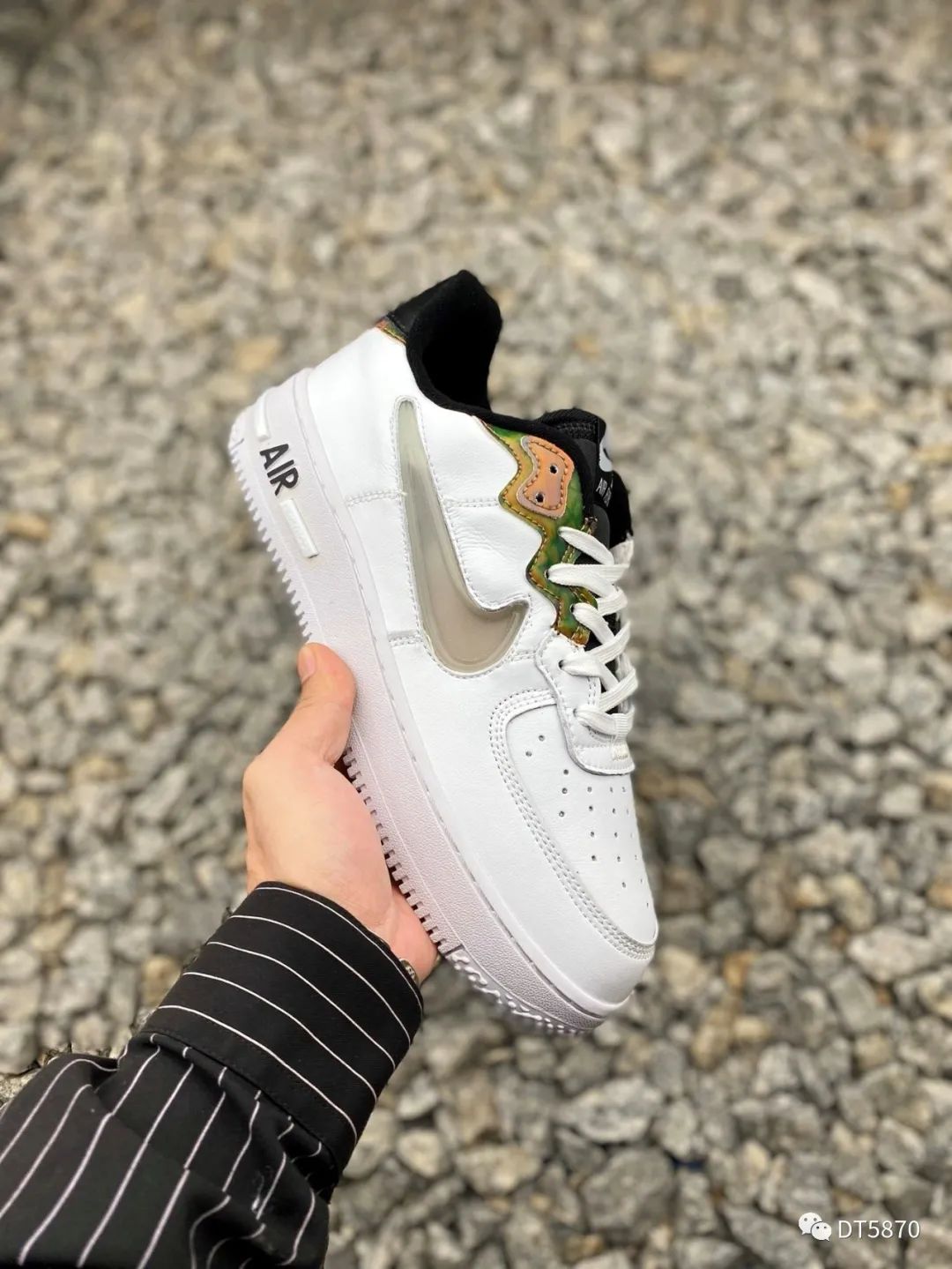 耐克Nike Air Force 1 React D/MS/X"White/Black/Aurora colorful" 开箱