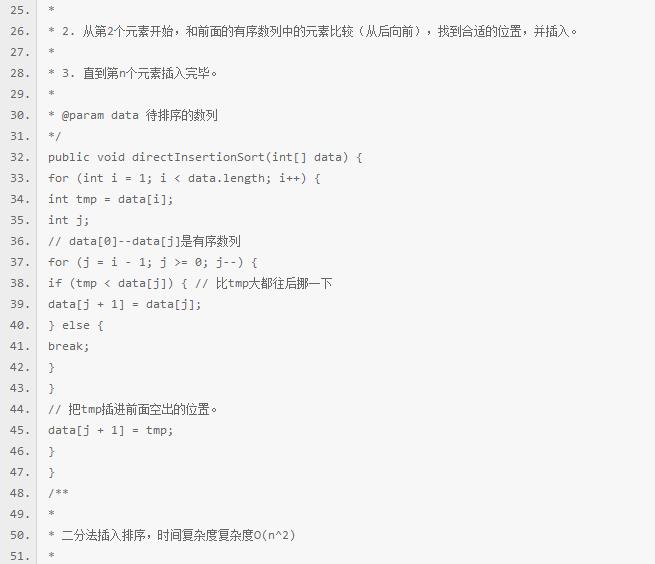 Java插入排序实现代码