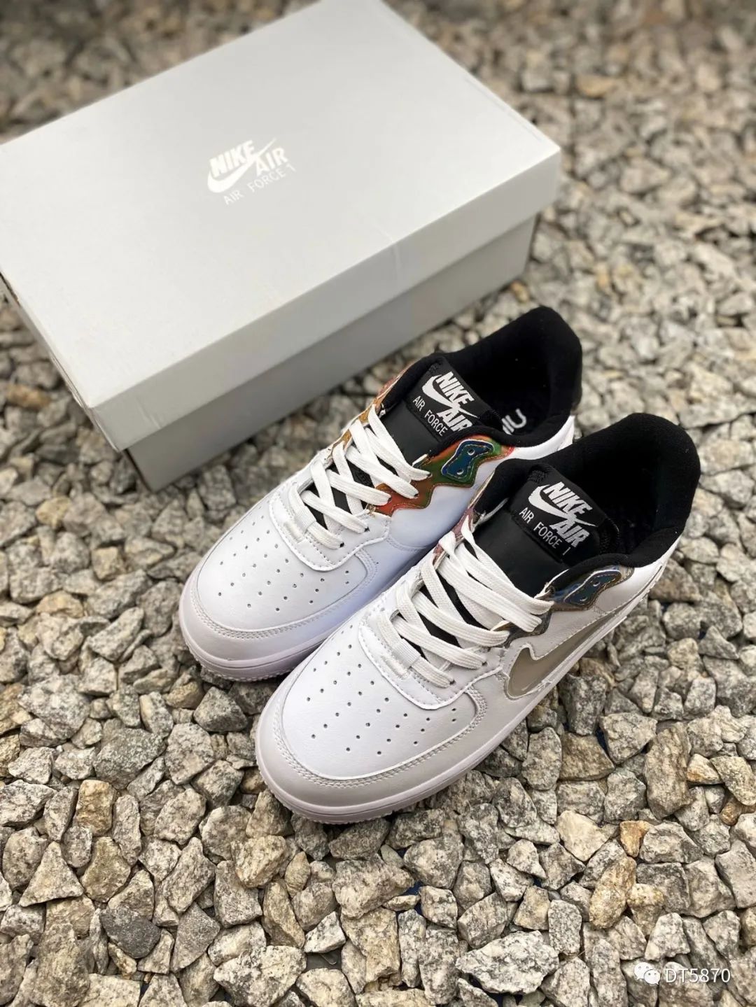 耐克Nike Air Force 1 React D/MS/X"White/Black/Aurora colorful" 开箱