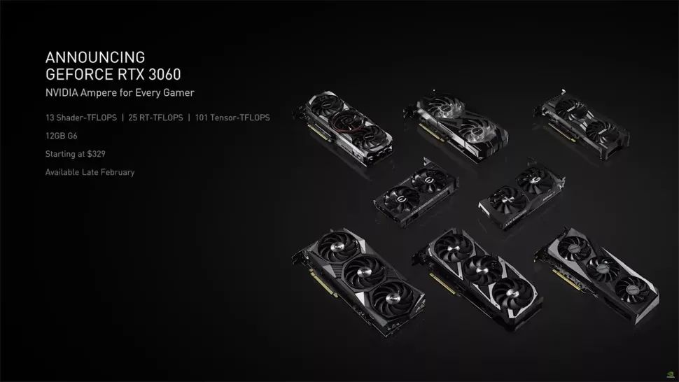 RTX3060发布！显存比 3080 都大，性能是 1060 的两倍，