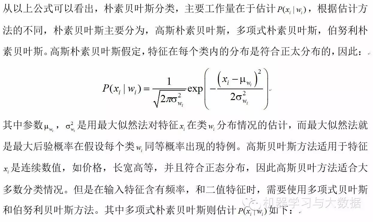 贝叶斯方法—高斯，多项式，伯努利朴素贝叶斯分类