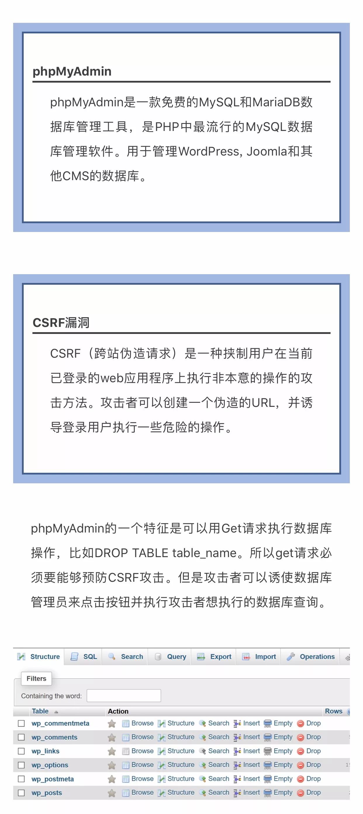 数据库管理工具phpMyAdmin出现CSRF漏洞