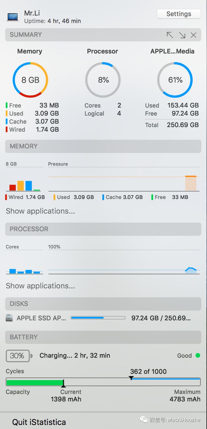 Mac系统监控工具——iStatistica 4.4.1