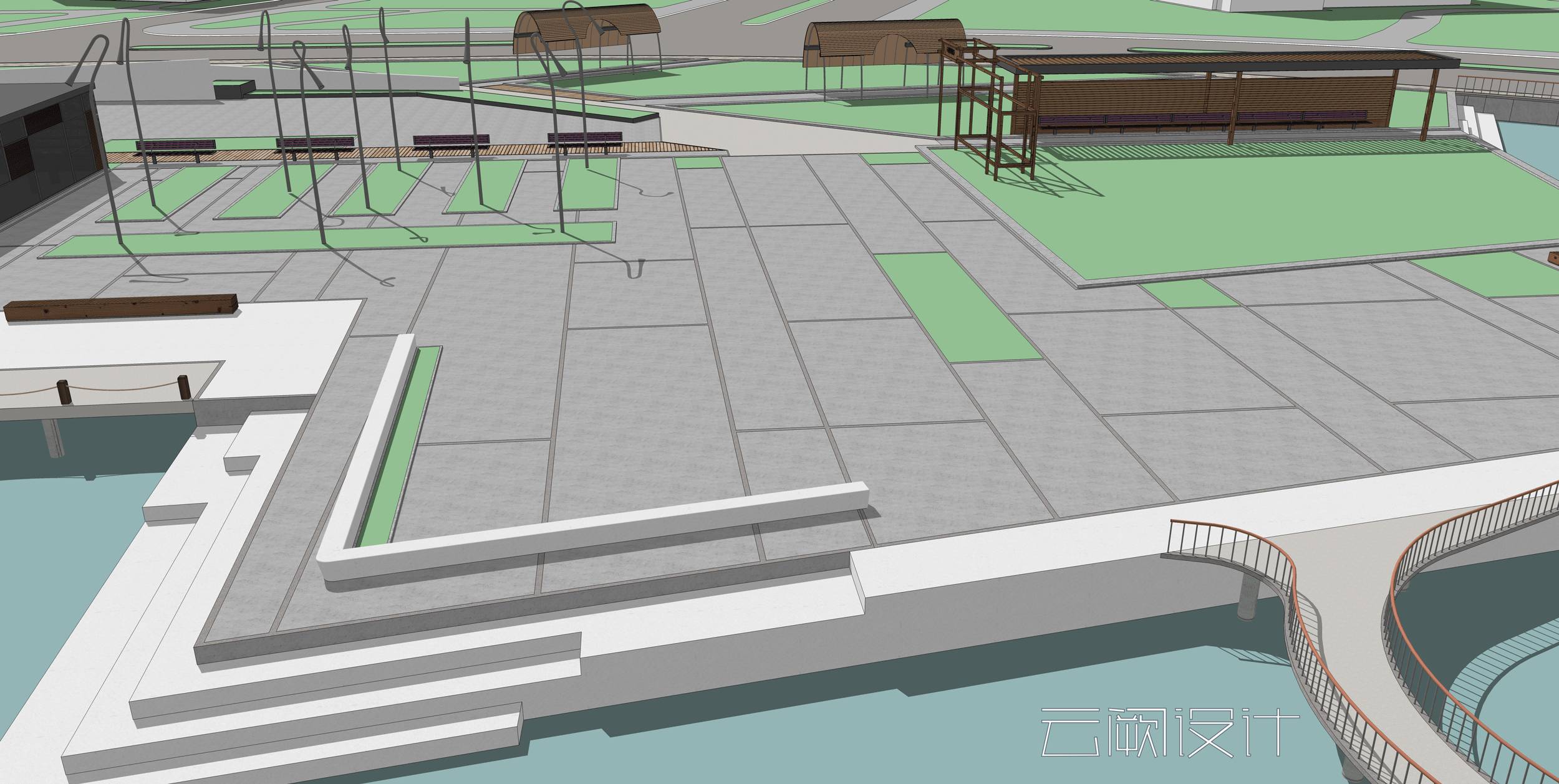景观设计/滨水广场设计/Sketch Up建模讲解