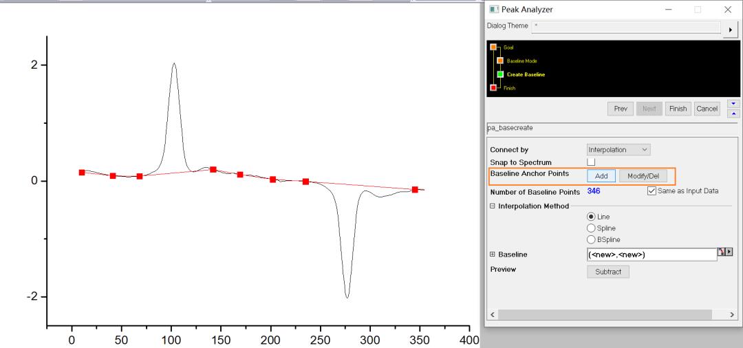 Origin谱线分析（Peak Analyzer）干货教程：创建基线
