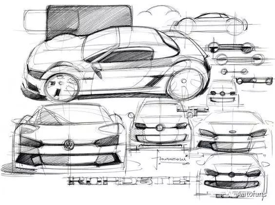 Nice sketch!汽车设计海量草图线稿