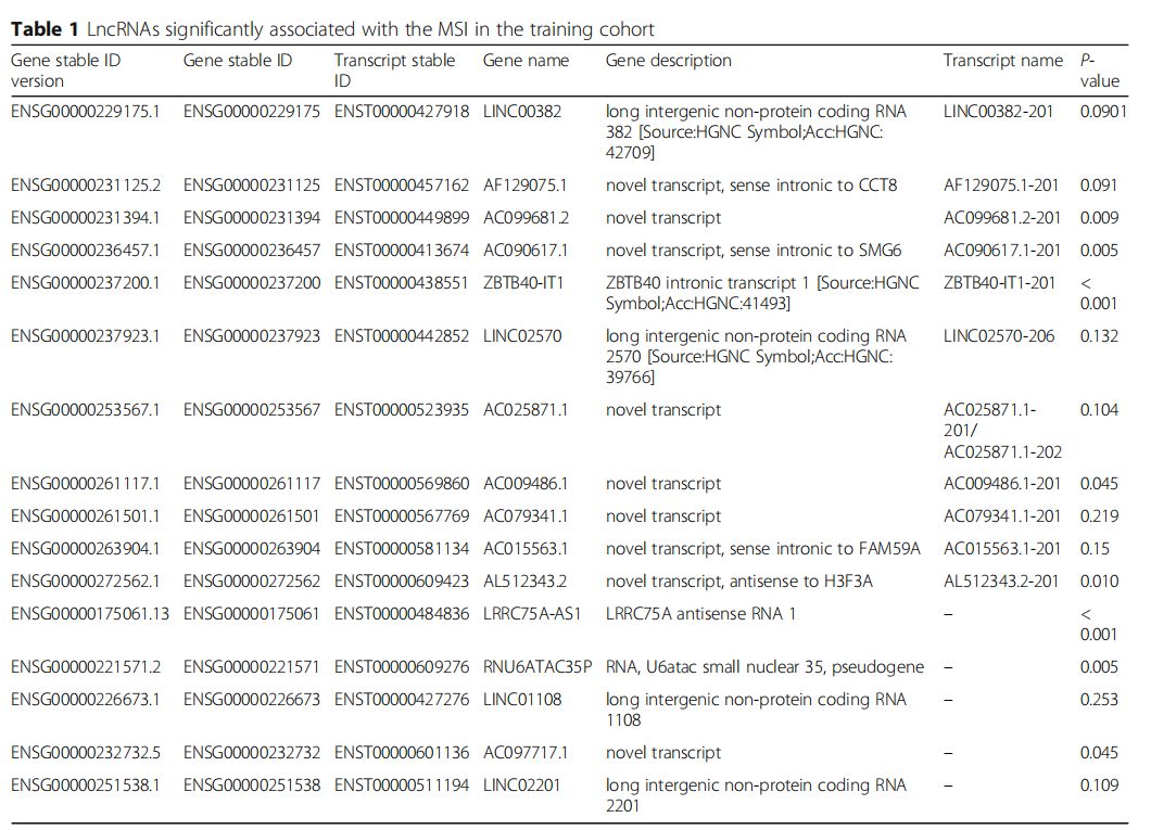 胃癌预后-lncRNA的支持向量机模型