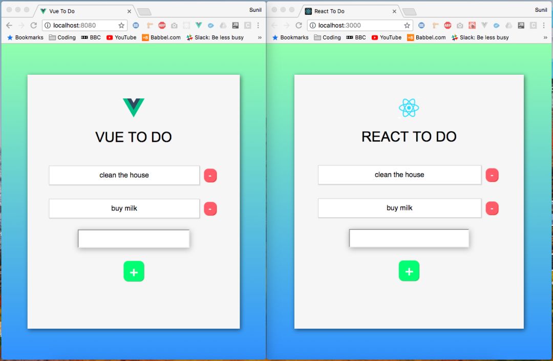 使用 Vue与React 创建同一款 App，差别究竟有多大？