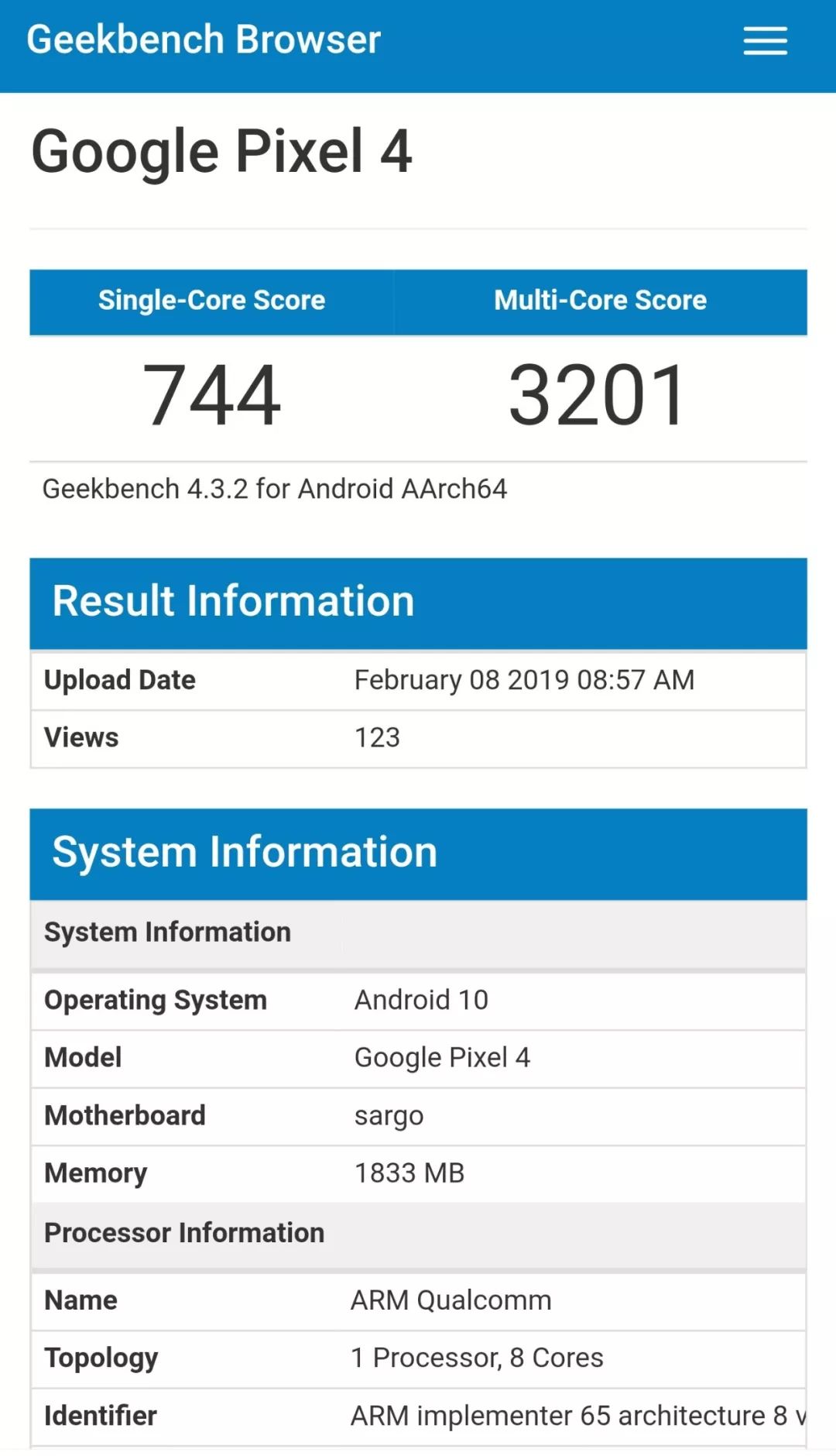 【前沿】安卓皇太子新机跑分曝光 Android 10+2GB内存？？？