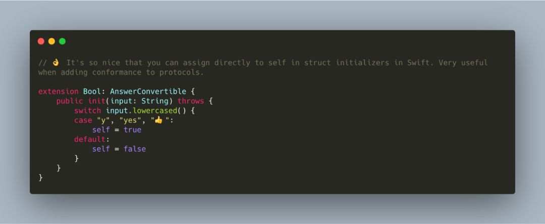 Swift Tips 32 - Assigning to self in struct initializers