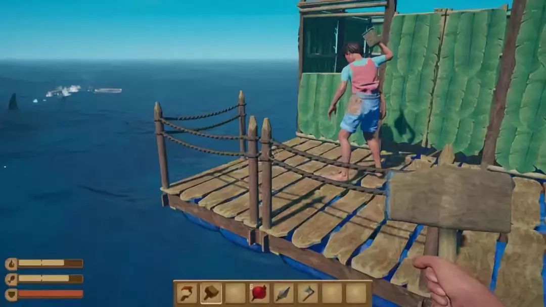 steam抢先体验游戏《Raft》开局一条船，装备全靠捞