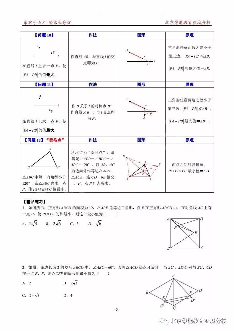 初中数学解题研究：最短路径问题（珍藏版）